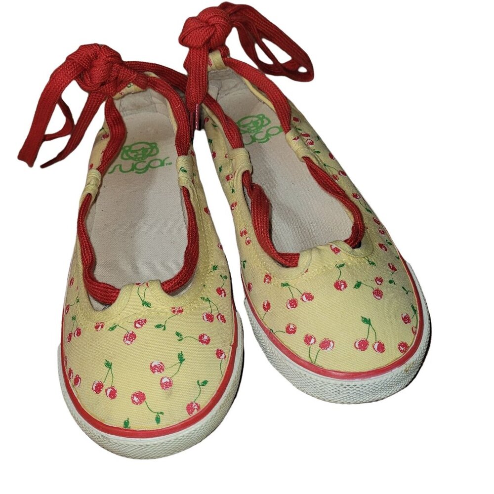 Vintage TwentySixRed Women's Size 6 Sugar Cherry Print Ankle Tie Slip-on Shoes
